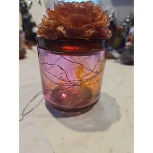 Handmade Resin Decorative Light Up Jar With Lid  Orange Yellow Pink. 649